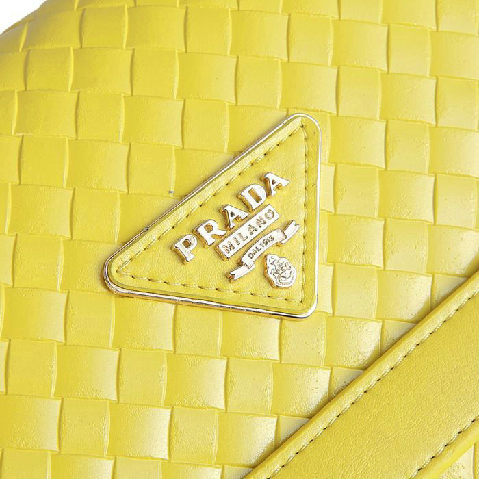 2014 Prada  sheepskin leather shoulder bag T3838 Lemon - Click Image to Close